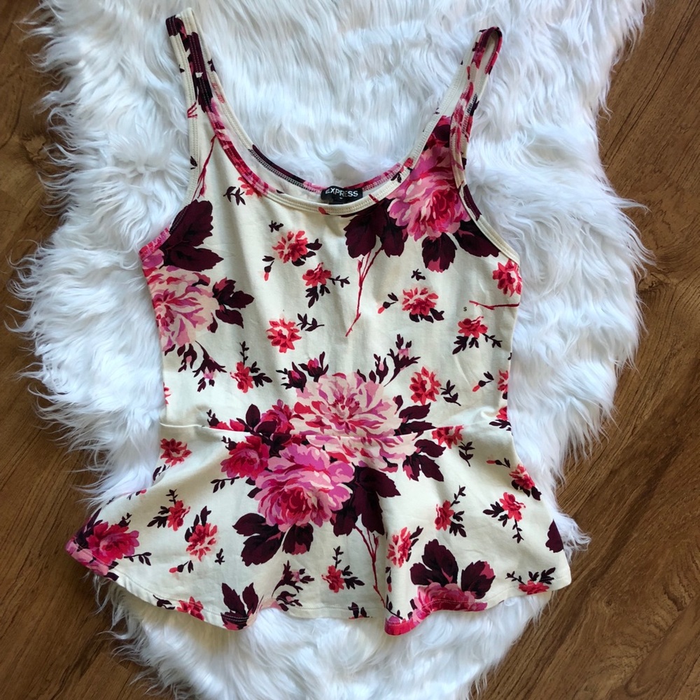 NWT Express Off-White Fall Peplum Top